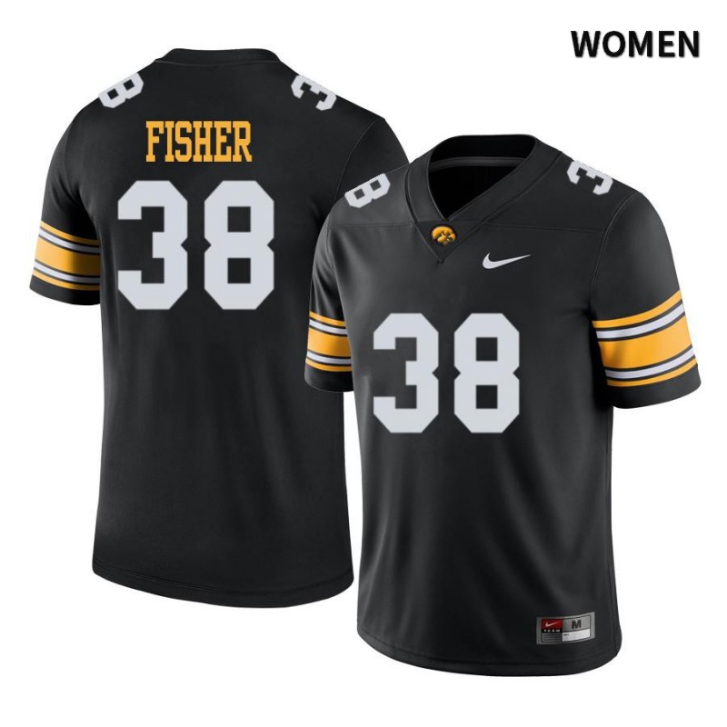 Women's Iowa Hawkeyes NCAA #38 Jake Fisher Black Authentic Nike Alumni Stitched College Football Jersey IV34P73OR